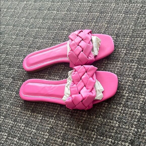 Pink Braided Slide Sandals - Picture 3 of 4